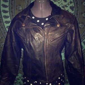 Vintage Distressed Leather Bomber Sexy Moto!